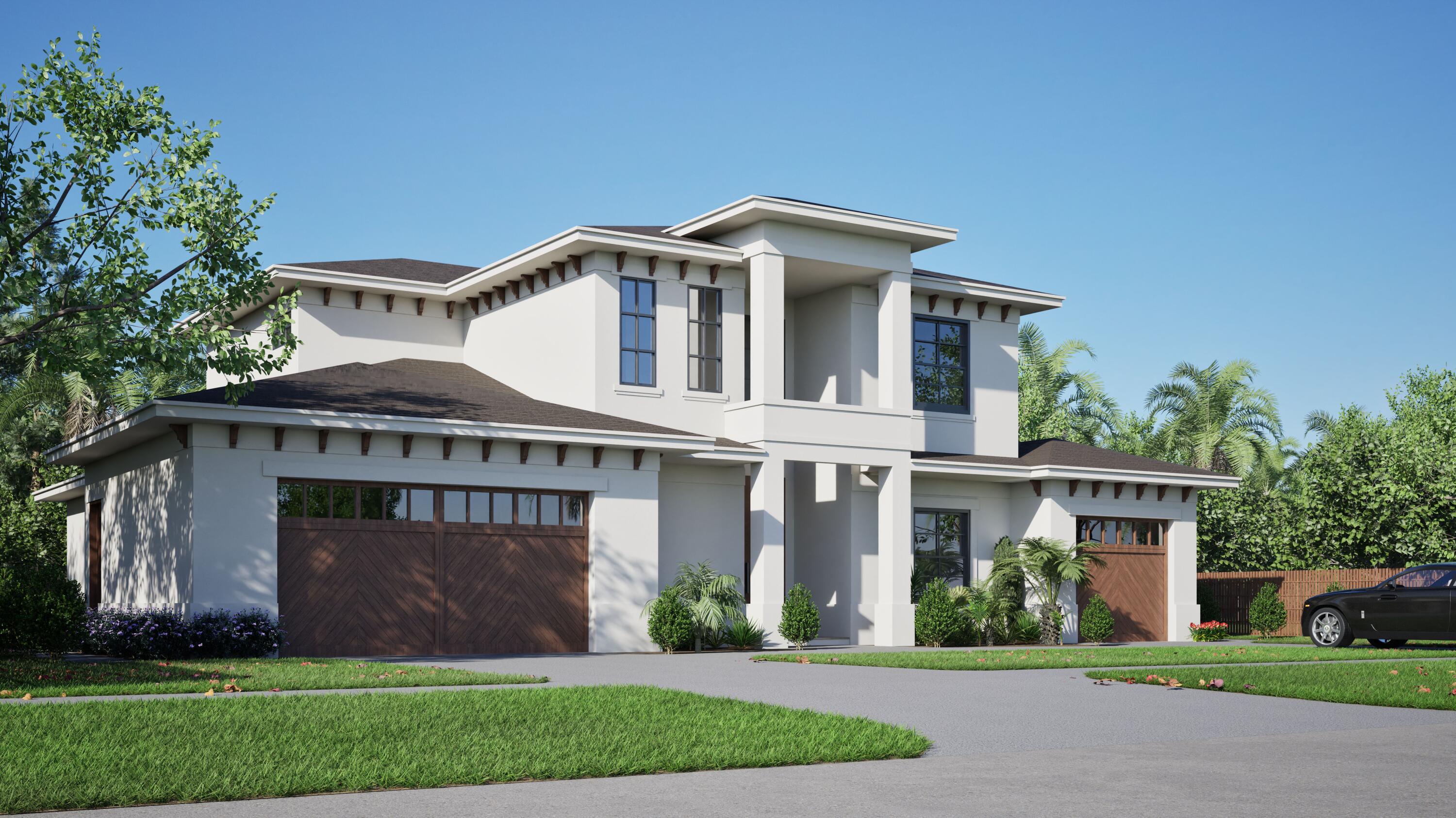 Modern two-story house with garage