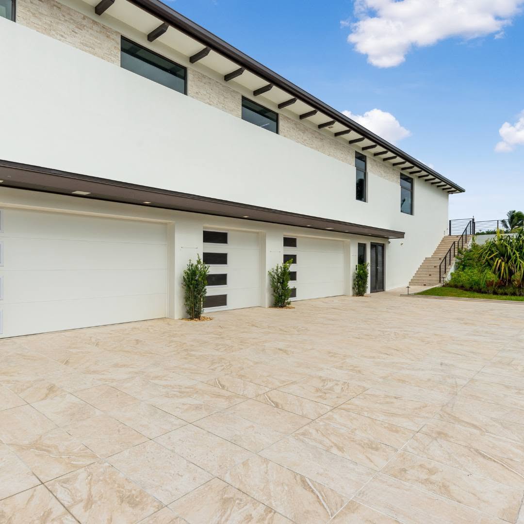 Modern house with large driveway