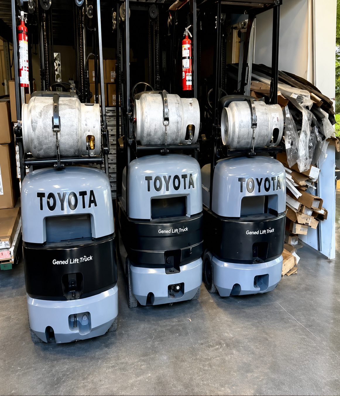 Toyota forklifts with gas tanks